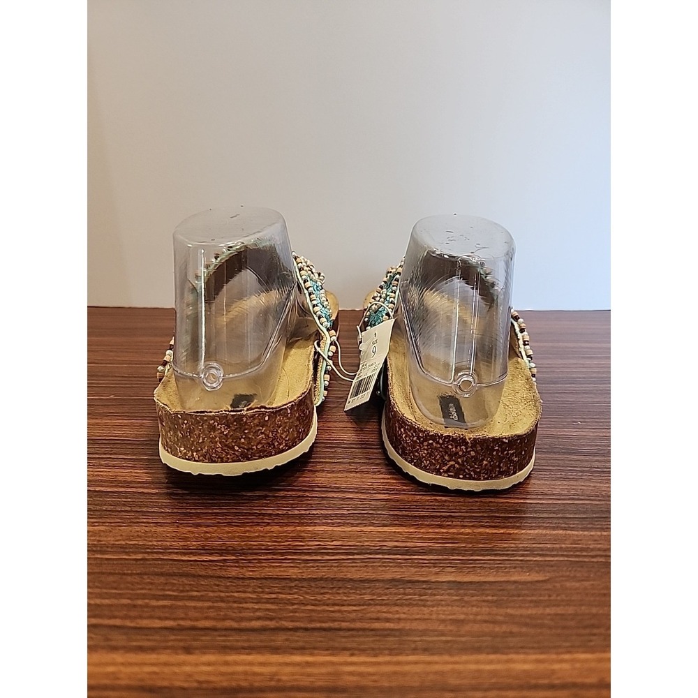 Xhilaration Thalia Womens 9 Turquoise Sequin Thong Slide Sandals - Picture 4 of 5